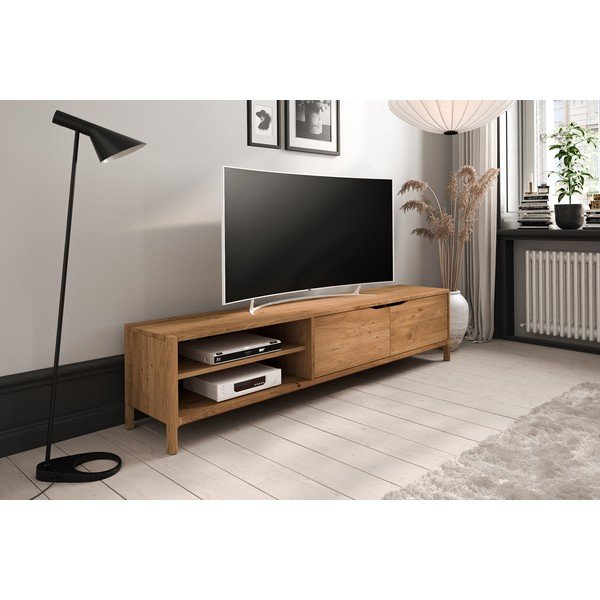 Iš ąžuolo masyvo TV spintelė natūralios spalvos 200x48 cm Twig – The Beds-image-3