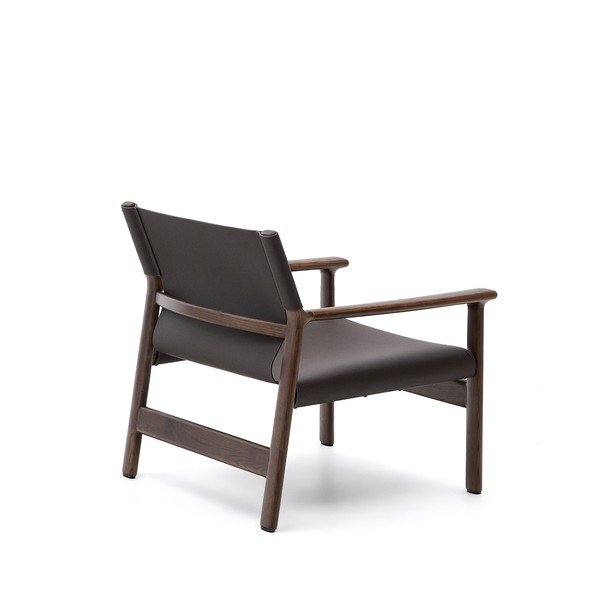 Tamsiai rudos spalvos krėslas iš odos Jan – Kave Home-image-4