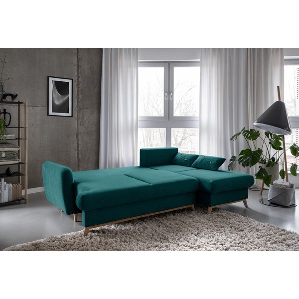 Turkio spalvos sulankstoma/su sandėliavimo vieta kampinė sofa (su dešiniuoju kampu/su gultu) Scandic Lagom – Miuform-image-4