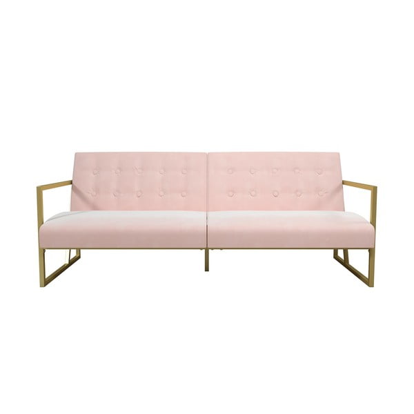 Rožinė sofa-lova su aksominiu paviršiumi CosmoLiving by Cosmopolitan Lexington