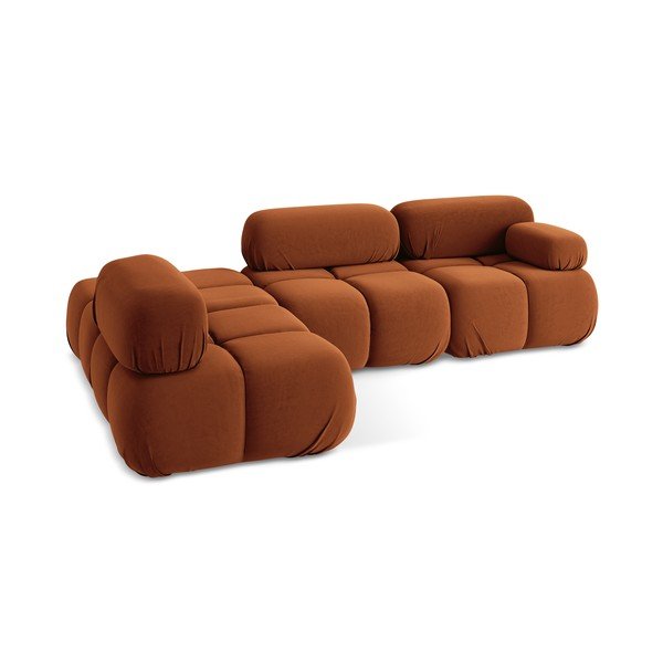 Oranžinės spalvos iš velveto modulinė kampinė sofa (su kairiuoju kampu) Lokua – Makamii-image-4