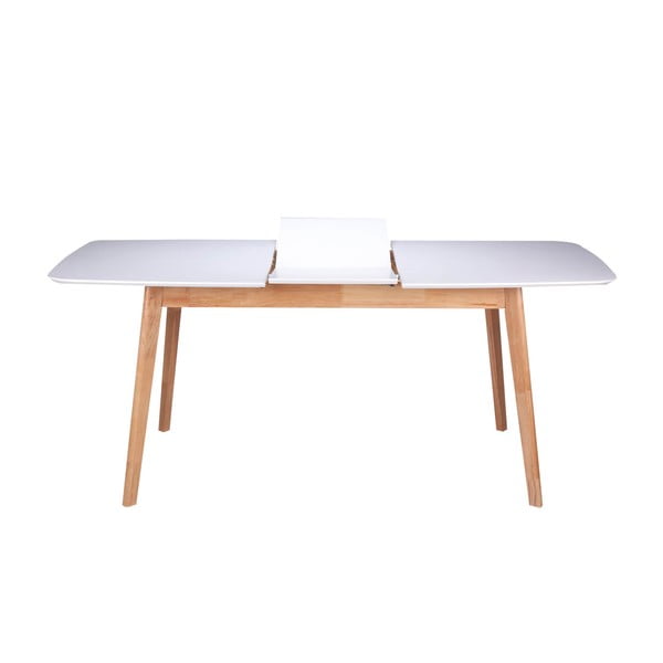 Baltas sulankstomas valgomojo stalas su bukmedžio pagrindu, 120 cm ilgio-image-2