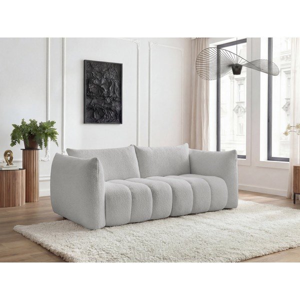Šviesiai pilkos spalvos sofa iš boucle 234 cm Azra – Bobochic Paris-image-1