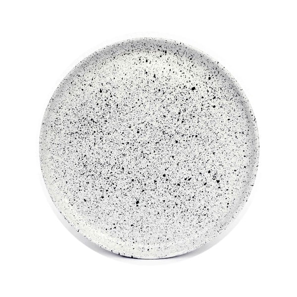 Balta ir juoda akmens masės didelė lėkštė ÅOOMI Mess, ø 27,5 cm