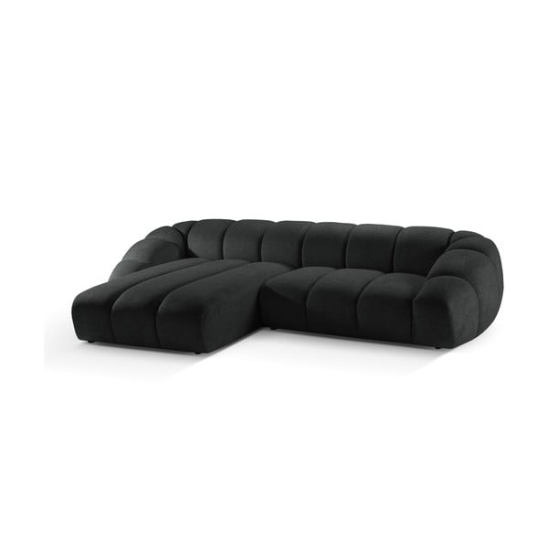 Kampinė sofa juodos spalvos (su kairiuoju kampu) Diana – Micadoni -image-2