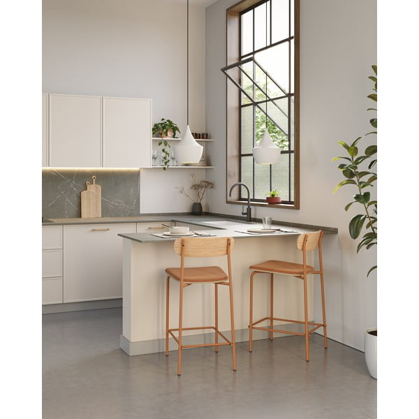 Baro taburėtės raudonos spalvos/natūralios spalvos 2 vnt. (sėdynės aukštis 66 cm) Adriana – Marckeric-image-1