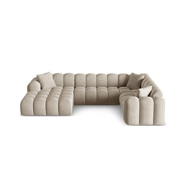 Šviesiai rudos spalvos iš šenilinio audinio kampinė sofa (su dešiniuoju kampu/„U“ formos) Treno – Cosmopolitan Design