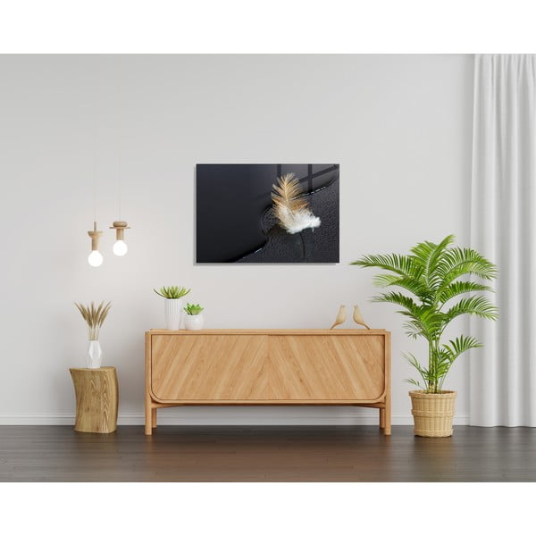 Paveikslas ant stiklo 100x70 cm Feather - Wallity-image-1