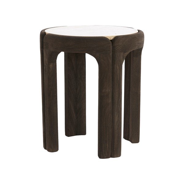 Apvalios formos šoninis stalas su akmens stalviršiu ø 45 cm Ali – Light & Living