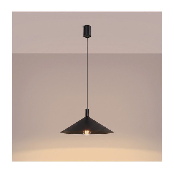 Juodos spalvos iš plieno kabantis šviestuvas ø 40 cm Zylo – Sollux-image-3