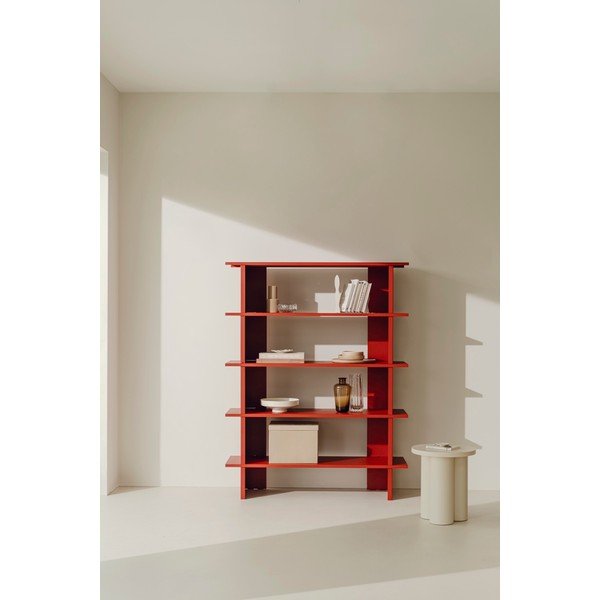 Raudonos spalvos iš metalo knygų spinta  120x156x37 cm Hes – noo.ma-image-1