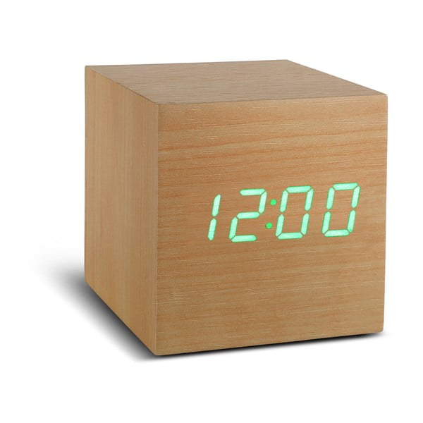 Smėlio spalvos žadintuvas su žaliu LED ekranu Gingko Cube Click Clock