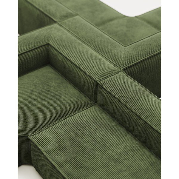 Žalios spalvos iš kordinio velveto kampinė sofa Blok – Kave Home-image-1