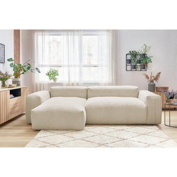 Smėlio spalvos velvetinė kampinė sofa (kairysis kampas) Lafayette - Bobochic Paris-image-1