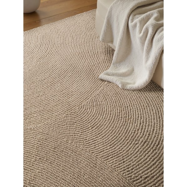Rankų darbo smėlio spalvos iš vilnos kilimas 80x150 cm Eleni Light Beige – Hanse Home-image-3