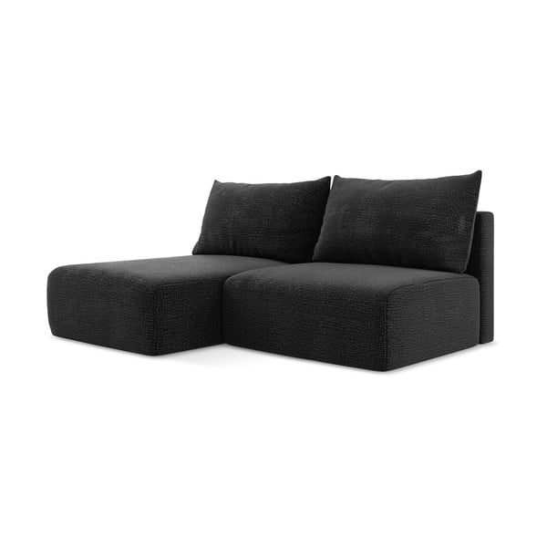 Juodos spalvos sulankstoma/su sandėliavimo vieta kampinė sofa (su kairiuoju kampu) Kalena – Makamii-image-2