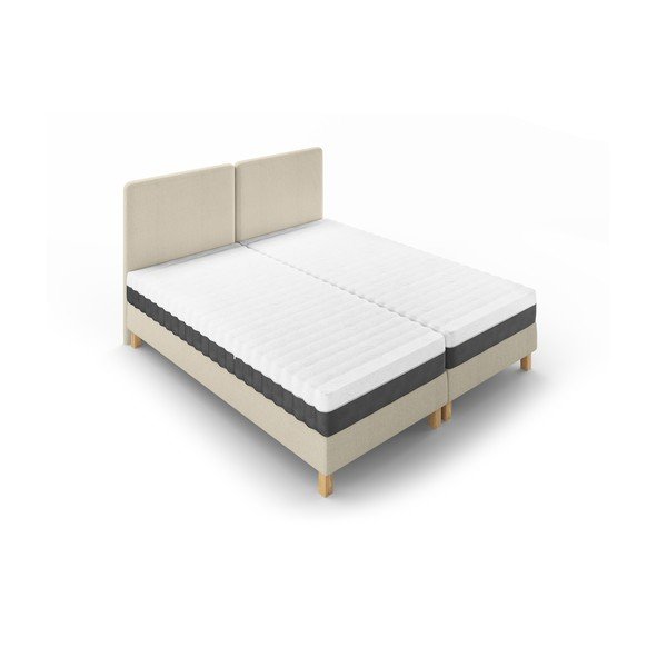 Smėlio spalvos dvigulė lova Mazzini Beds Lotus, 180 x 200 cm-image-3