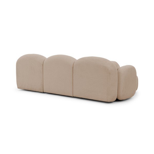 Šviesiai rudos spalvos kampinė sofa iš boucle (su kairiuoju kampu/su gultu) Orbit – Ropez-image-3