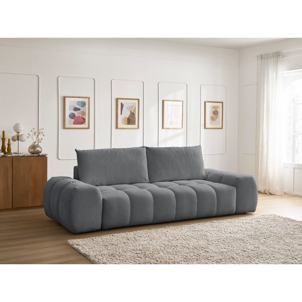 Tamsiai pilkos spalvos iš šenilinio audinio sulankstoma/su sandėliavimo vieta sofa 278 cm Everest – Bobochic Paris-image-1