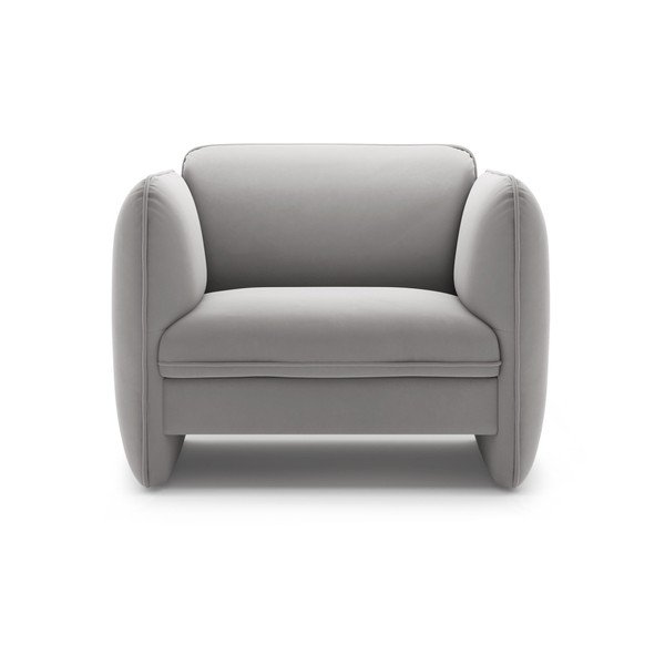 Šviesiai pilkos spalvos krėslas iš velveto Georgia – Micadoni -image-2