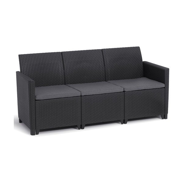 Antracito spalvos iš dirbtinio rotango sodo sofa Marie – Keter