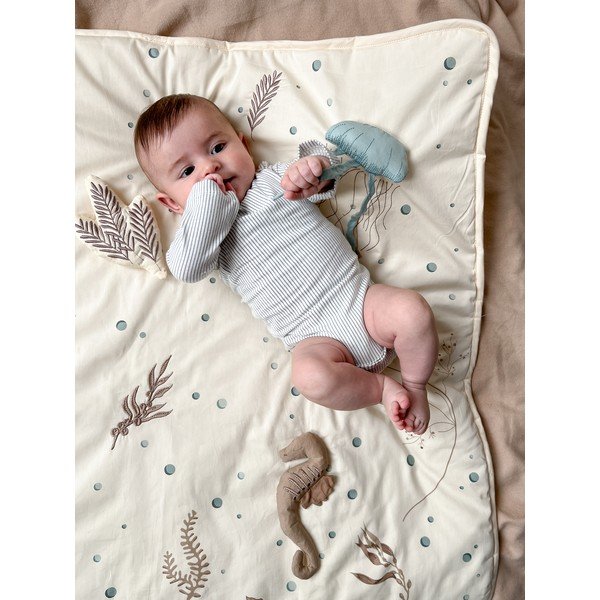 Šviesiai geltonos spalvos vaikų žaidimų kilimėlis 80x80 cm Sea Garden – Cam Cam Copenhagen-image-1