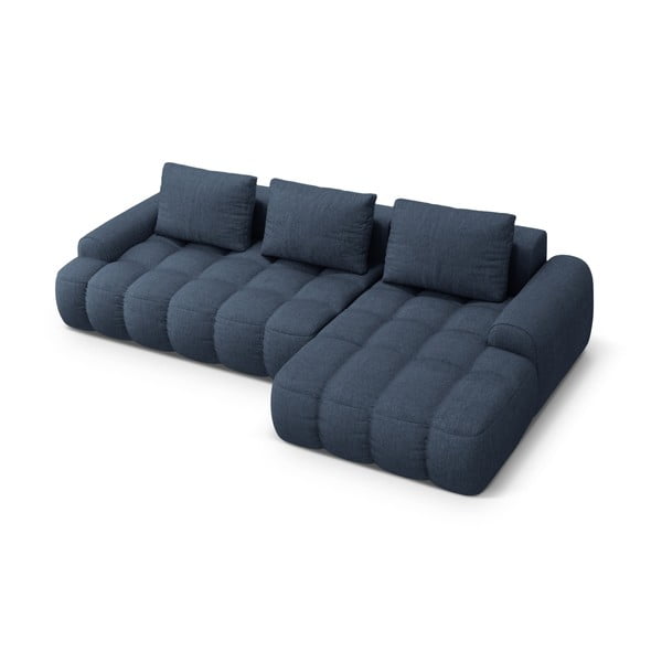 Tamsiai mėlynos spalvos sulankstoma/su sandėliavimo vieta kampinė sofa (su dešiniuoju kampu/su gultu) Linz – Cosmopolitan Design-image-3
