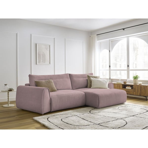 Kampinė sofa šviesiai rožinės spalvos Aden – Bobochic Paris-image-1