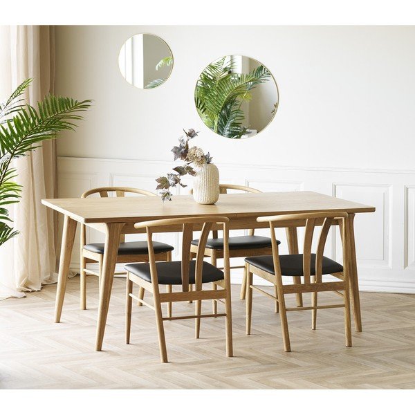 Prailginamas valgomojo stalas su papildomu stalviršiu iš ąžuolo 90x180 cm Darwin – House Nordic-image-1
