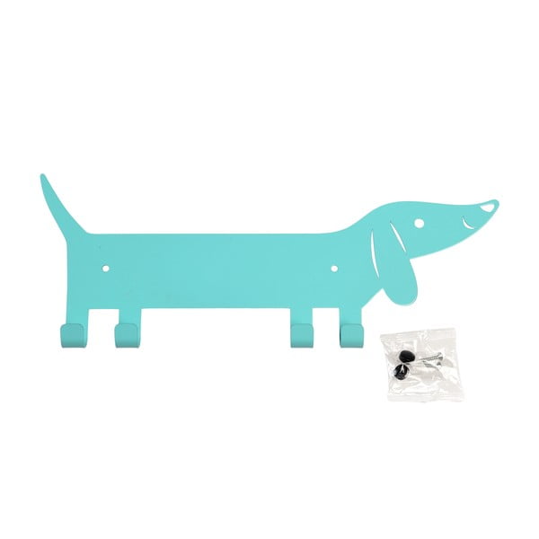 Iš metalo sieninė vaikiška drabužių kabykla turkio spalvos Sausage Dog – Rex London-image-3