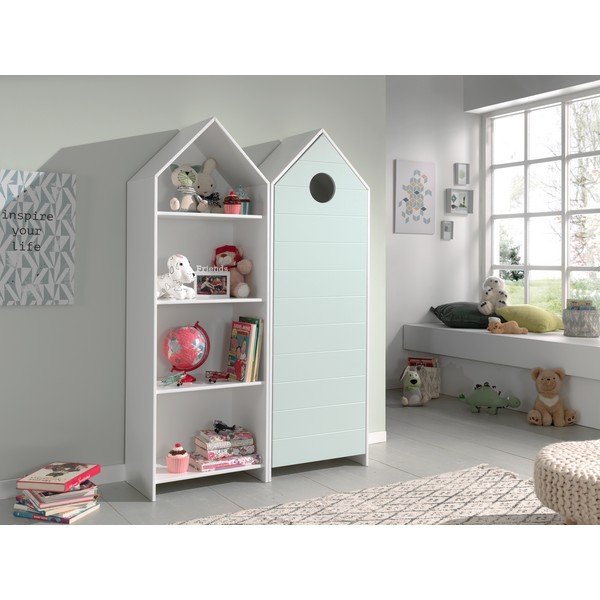 Atvira vaikiška spinta baltos spalvos/šviesiai mėlynos spalvos 115x171,5 cm CASAMI – Vipack-image-1