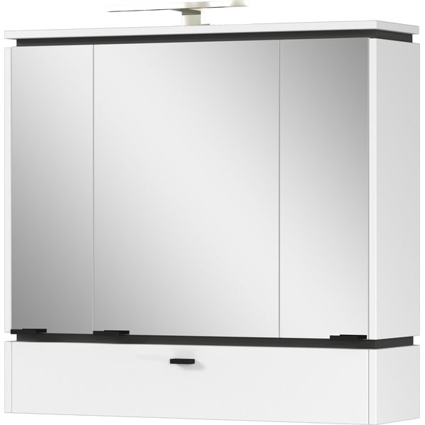 Balta vonios kambario spintelė su veidrodžiu ir apšvietimu 79x80 cm Modesto - Germania-image-1