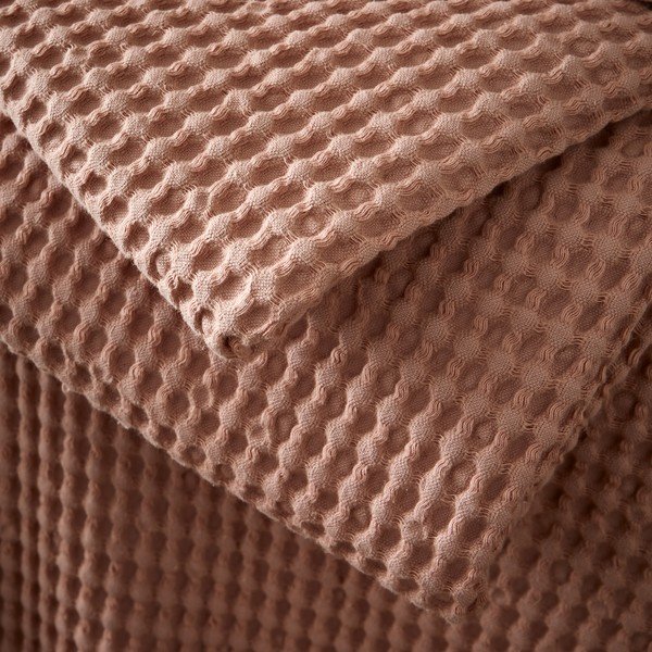 Pilkai rožinės spalvos iš medvilnės antklodė ir pledas 150x200 cm Jaipur Chunky Waffle – Pineapple Elephant-image-3