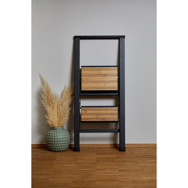 Juodos aliuminio neslystančios sulankstomos kopėčios "Wenko Stepladder II".-image-3
