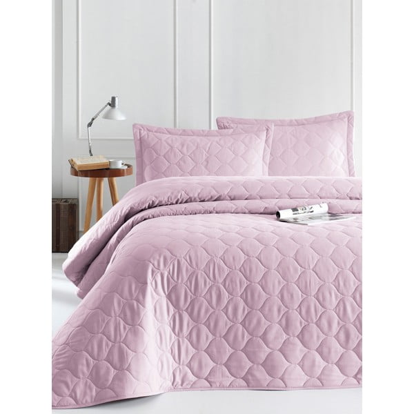 Šviesiai violetinė medvilninė lovatiesė su 2 pagalvių užvalkalais EnLora Home Fresh, 225 x 240 cm