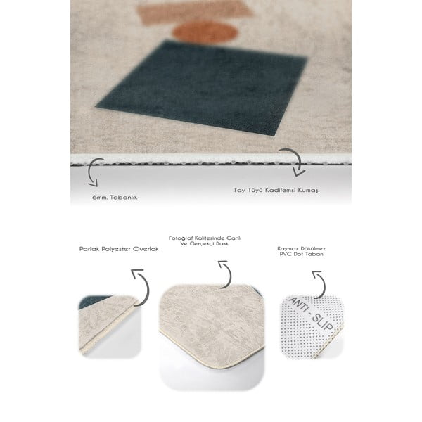 Iš velveto vonios kilimėliai smėlio spalvos 2 vnt. 60x100 cm Geometry Shapes – Mila Home-image-3
