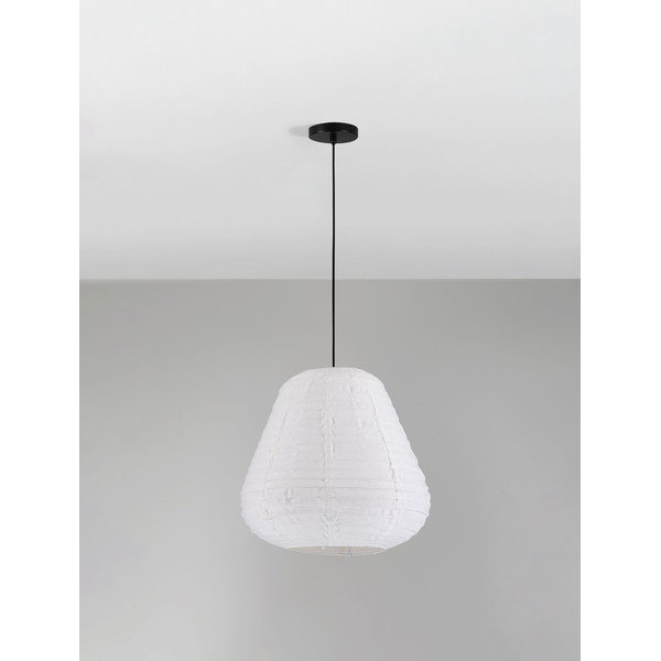 Baltos spalvos iš lino kabantis šviestuvas ø 50 cm Linnet – Nova Luce-image-4