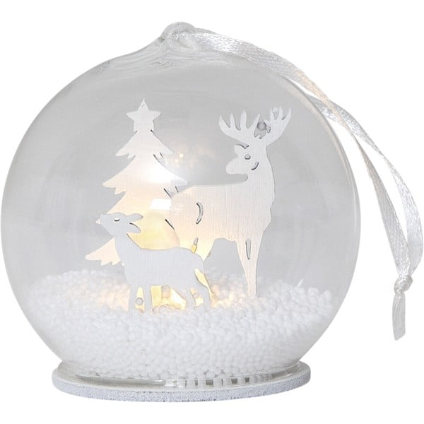 Šviečianti dekoracija baltos spalvos su Kalėdų motyvu ø 8 cm Fauna – Star Trading
