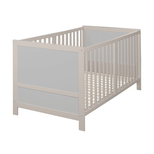 Pilkos spalvos vaikiška lovelė reguliuojamas aukštis 70x140 cm Easy Sleep – Roba-image-2