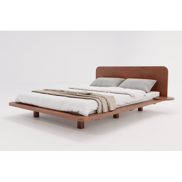 Ruda bukmedžio medienos dvigulė lova 200x200 cm Japandic - Skandica-image-2