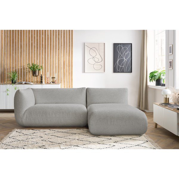 Smėlio spalvos velvetinė kampinė sofa (dešinysis kampas) Lecomte - Bobochic Paris-image-1