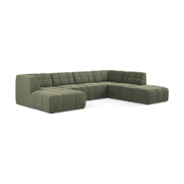 Žalios spalvos kampinė sofa iš boucle („U“ formos) Aloha – Makamii-image-2