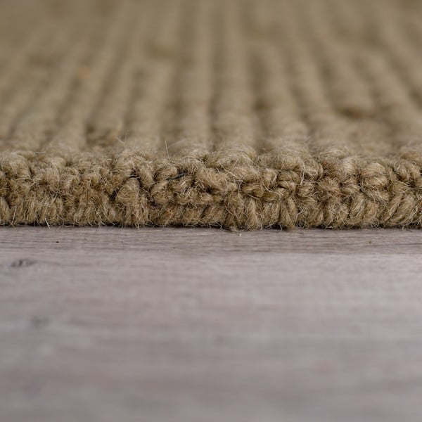 Rankų darbo khaki spalvos iš vilnos kilimas 80x230 cm Harris Boucle – Flair Rugs-image-4