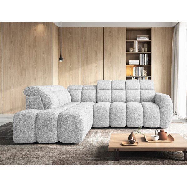 Šviesiai pilkos spalvos iš boucle sulankstoma/su sandėliavimo vieta kampinė sofa (su kairiuoju kampu/„L“ formos) Falconn – ELTAP-image-3