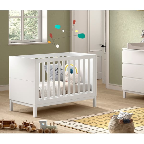 Baltos spalvos iš pušies masyvo vaikiška lovelė 60x120 cm Eva – Vipack-image-1