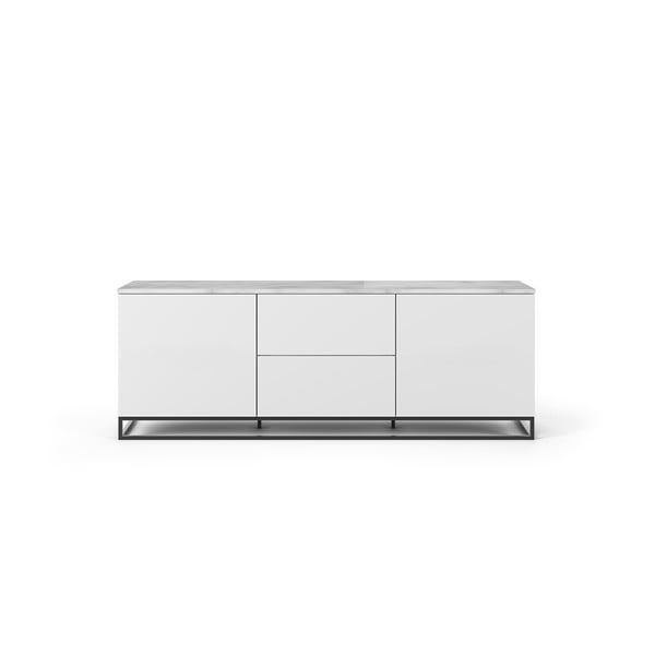 Baltas televizoriaus staliukas su šviesios spalvos stalviršiu ir juodomis kojomis, 180 x 65 cm Join - TemaHome