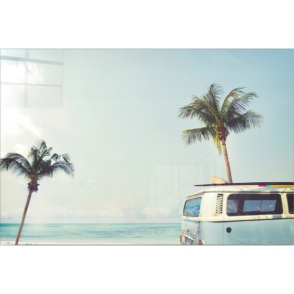 Paveikslas ant stiklo 100x70 cm Surf Van - Wallity