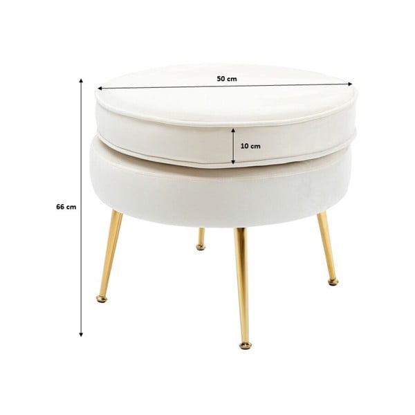 Taburetė baltos spalvos iš velveto Water Lily – Kare Design-image-3