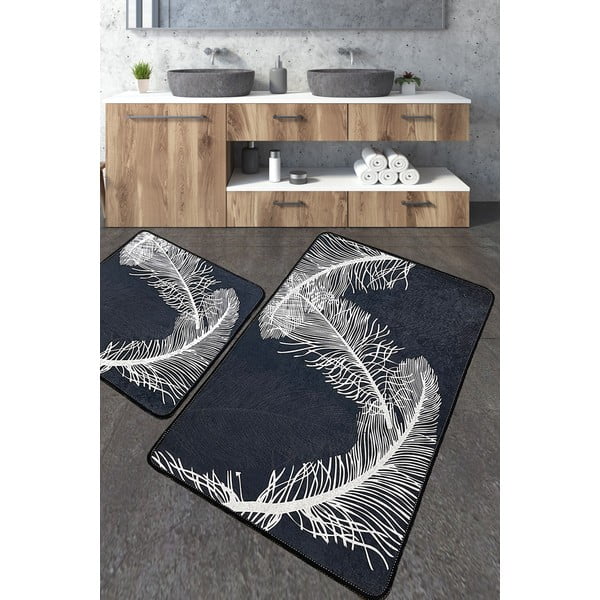 Antracito spalvos vonios kilimėliai 2 vnt. 60x100 cm Alisan – Foutastic-image-1