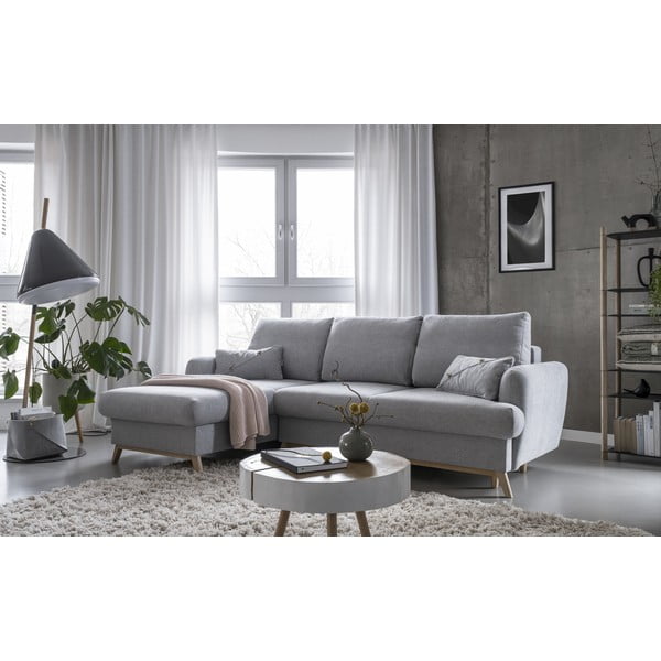 Šviesiai pilkos spalvos sulankstoma/su sandėliavimo vieta kampinė sofa (su kairiuoju kampu/su gultu) Scandic Lagom – Miuform-image-4
